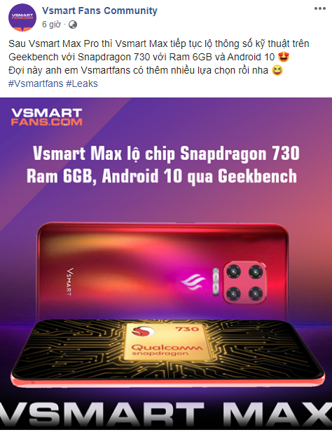 Vsmart Max bản không Pro lộ diện trên Geekbench với chip Snapdragon 730 ảnh 1