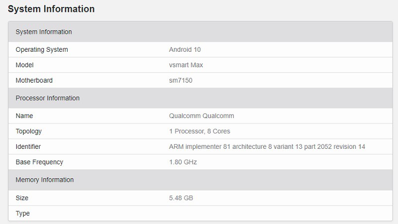 Vsmart Max bản không Pro lộ diện trên Geekbench với chip Snapdragon 730 ảnh 3