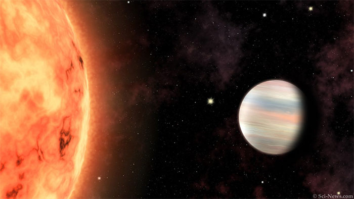 Ảnh đồ họa của Sci-News mô tả một hành tinh khí khổng lồ dạng 