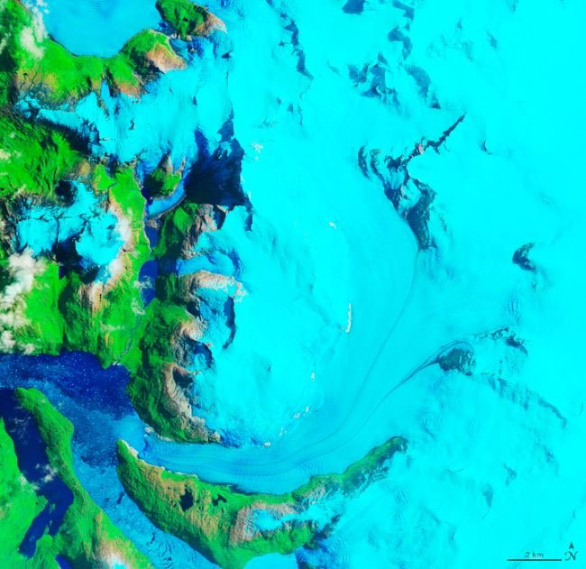 Sông băng Hielo Patagónico Sur 12 (HPS-12), chụp từ vệ tinh vào ngày 27-1-1985.