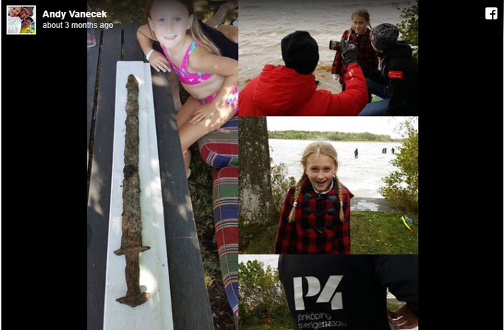 Bé gái 8 tuổi tìm thấy thanh gươm cổ 1.500 năm tuổi dưới đáy hồ ở Thụy Điển