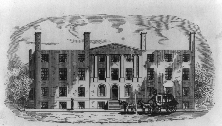 Tòa nhà khách sạn Blodget là nơi đặt trụ sở của Cục sáng chế và nhãn hiệu Hoa Kỳ đến năm 1836, trước trận hỏa hoạn tàn khốc. Ảnh: Wikimedia. 