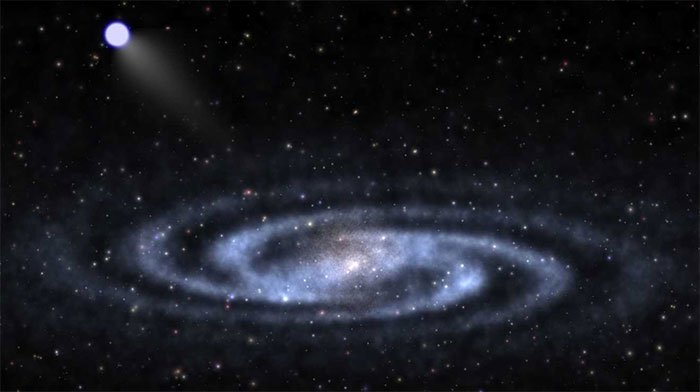 Ngôi sao S5-HVS1 bay cực nhanh ra xa khỏi trung tâm dải Ngân hà.