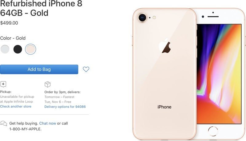 Apple bắt đầu bán iPhone 8 và 8 Plus tân trang, giá từ 499 USD