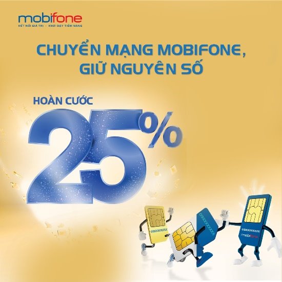 Thuê bao chuyển mạng sang MobiFone sẽ được tặng 25% cước tiêu dùng