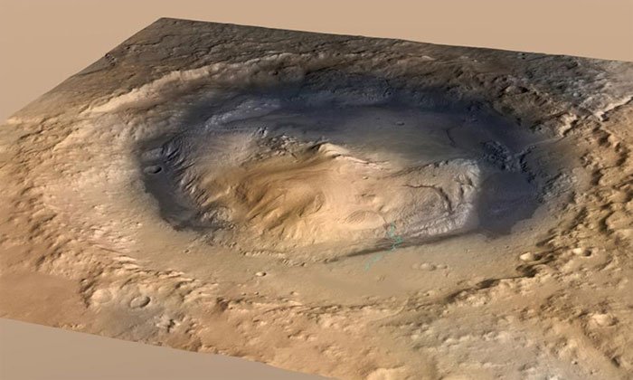 Miệng núi lửa Gale trên sao Hỏa.