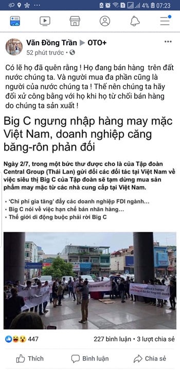 Dân mạng đồng loạt tẩy chay siêu thị Big C vì ngừng nhập hàng Việt