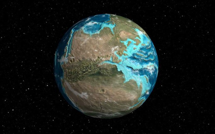 Hình ảnh Trái đất 240 triệu năm trước với siêu lục địa Pangea ngự trị