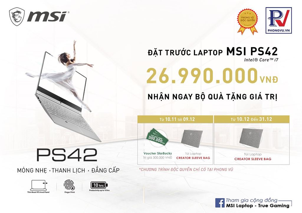Đặt trước MSI PS42 phiên bản i7 tại Phong Vũ nhận ngay quà tặng giá trị ảnh 1