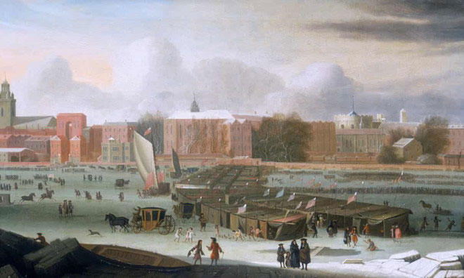 Bức tranh này vẽ lại cảnh một hội chợ được dựng lên trên sông Thames ở thủ đô London, Anh