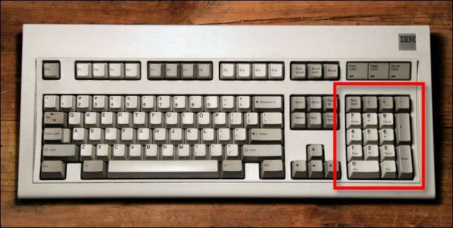 Vị trí bàn phím số điển hình trên bàn phím desktop.