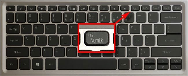  Vị trí phím Num Lock trên laptop Acer.
