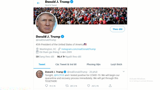 Twitter cấm đăng bài viết mong muốn Tổng thống Trump chết vì Covid-19