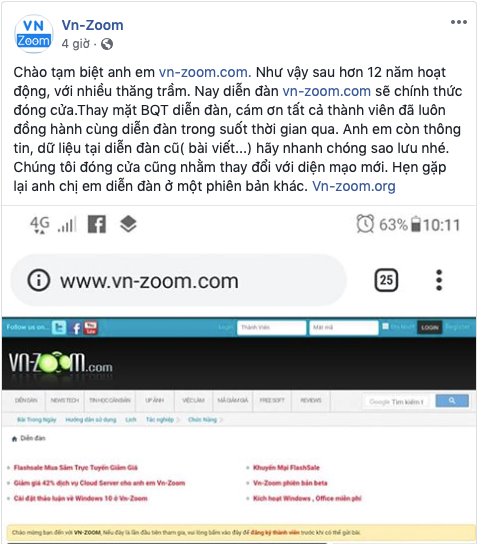 VN-Zoom.com, diễn đàn lâu đời về máy tính, sẽ đóng cửa
