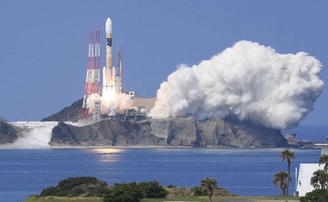 Một đợt phóng tên lửa tại Trung tâm vũ trụ Tanegashima ở miền nam Nhật Bản.