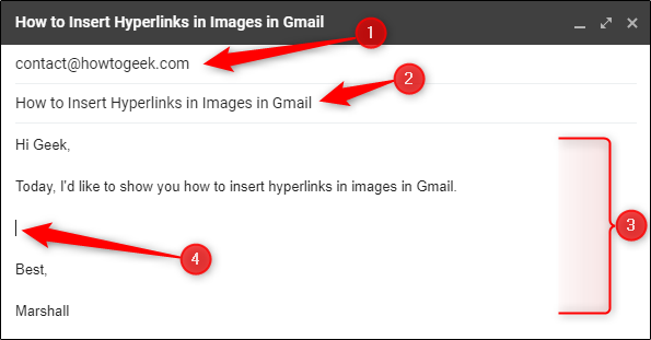 Cách chèn liên kết vào ảnh khi soạn thảo Gmail