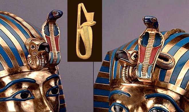 Uraeus là một con rắn hổ mang đang ngẩng cao đầu, được gắn trên vương miện của các Pharaoh.