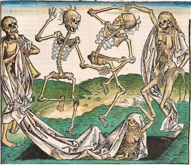 Một bức họa xưa mô tả về các xác sống dậy từ nấm mồ