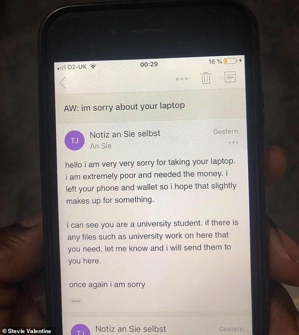 Trộm có tâm: Một sinh viên nhận thư xin lỗi của kẻ trộm sau khi bị lấy mất laptop ảnh 1