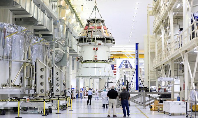 Tàu Orion tại Trung tâm Vũ trụ Kennedy, bang Florida, Mỹ.