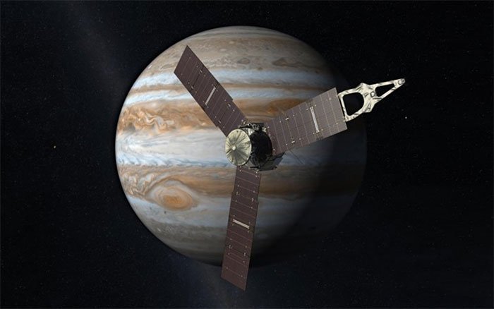 Tàu vũ trụ Juno hoạt động trên quỹ đạo sao Mộc.