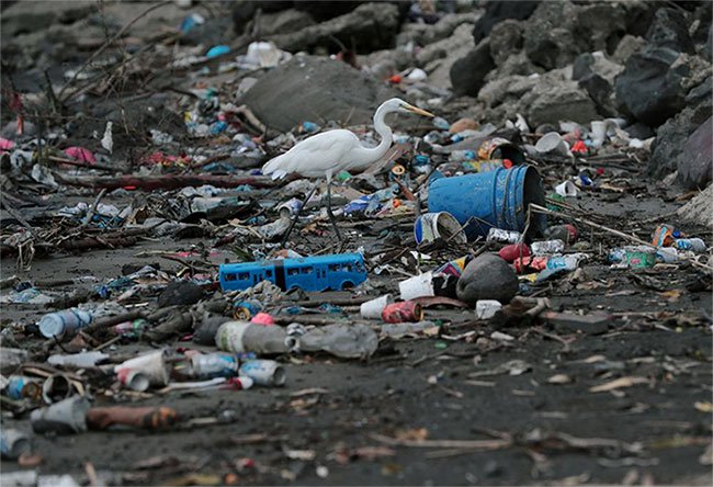 Rác thải chất đống ở một bãi biển tại thành phố Panama.