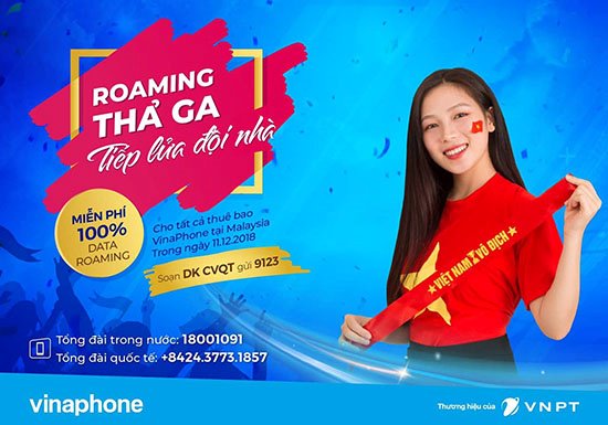 VinaPhone sẽ thưởng tuyển Việt Nam 1 tỷ đồng khi ghi bàn tại chung kết lượt đi với Malaysia | VinaPhone miễn phí Data Roaming cho cổ động viên Việt dùng dịch vụ tại Malaysia ngày 11/12 | AFF Cup 2018: VinaPhone tiếp sức tuyển Việt Nam và cổ động viên