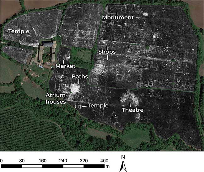 Hình ảnh thành phố cổ Falerii Novi ở phía Bắc thủ đô Rome, Italy thu được bằng cách sử dụng radar quét xuyên đất (GPR).