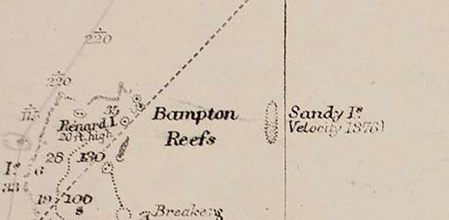 Đảo Sandy được xác định tồn tại trong bản đồ hàng hải cũ.
