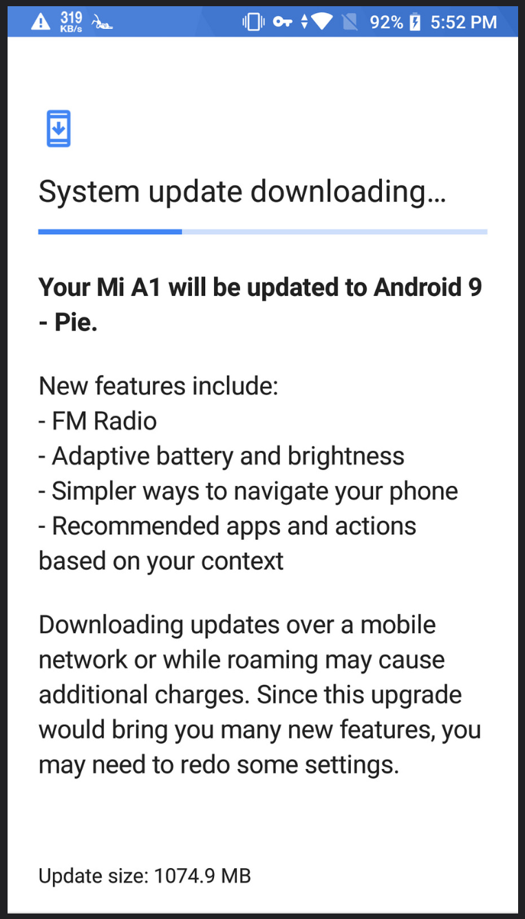 Đã có bản cập nhật Android 9 cho Xiaomi Mi A1