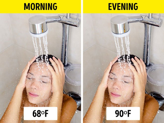 Tắm nước ấm vào buổi sáng