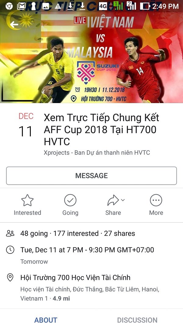 Tổng hợp địa chỉ xem offline chung kết AFF Suzuki Cup 2018 màn hình lớn