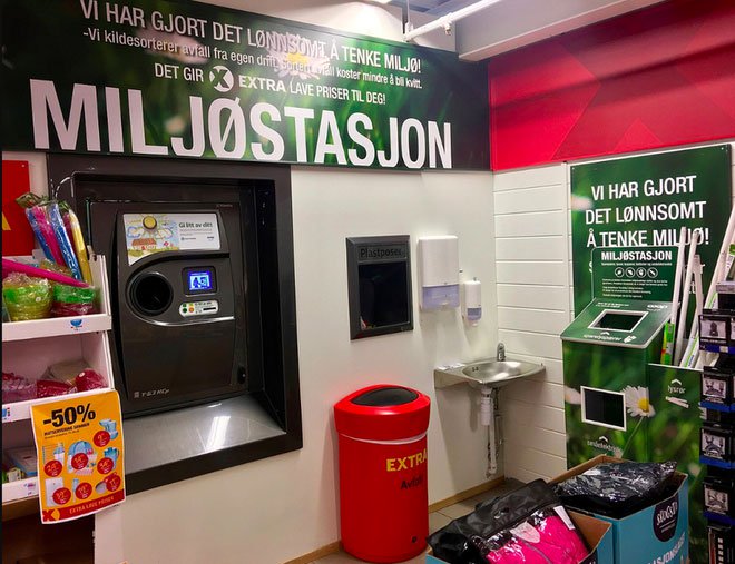 Những chiếc máy nhận lại chai nhựa tại Na Uy.