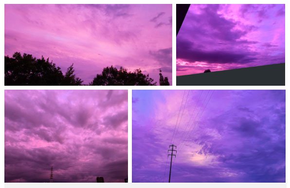 Hình ảnh bầu trời chuyển sang màu tím kì lạ được người dân Nhật Bản đồng loạt chia sẻ lên Twitter