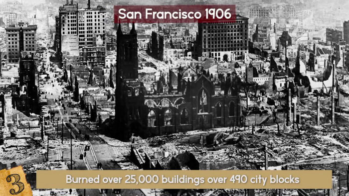 Cảnh hoang tàn sau trận đại hỏa hoạn ở thành phố San Francisco (Mỹ) năm 1906.