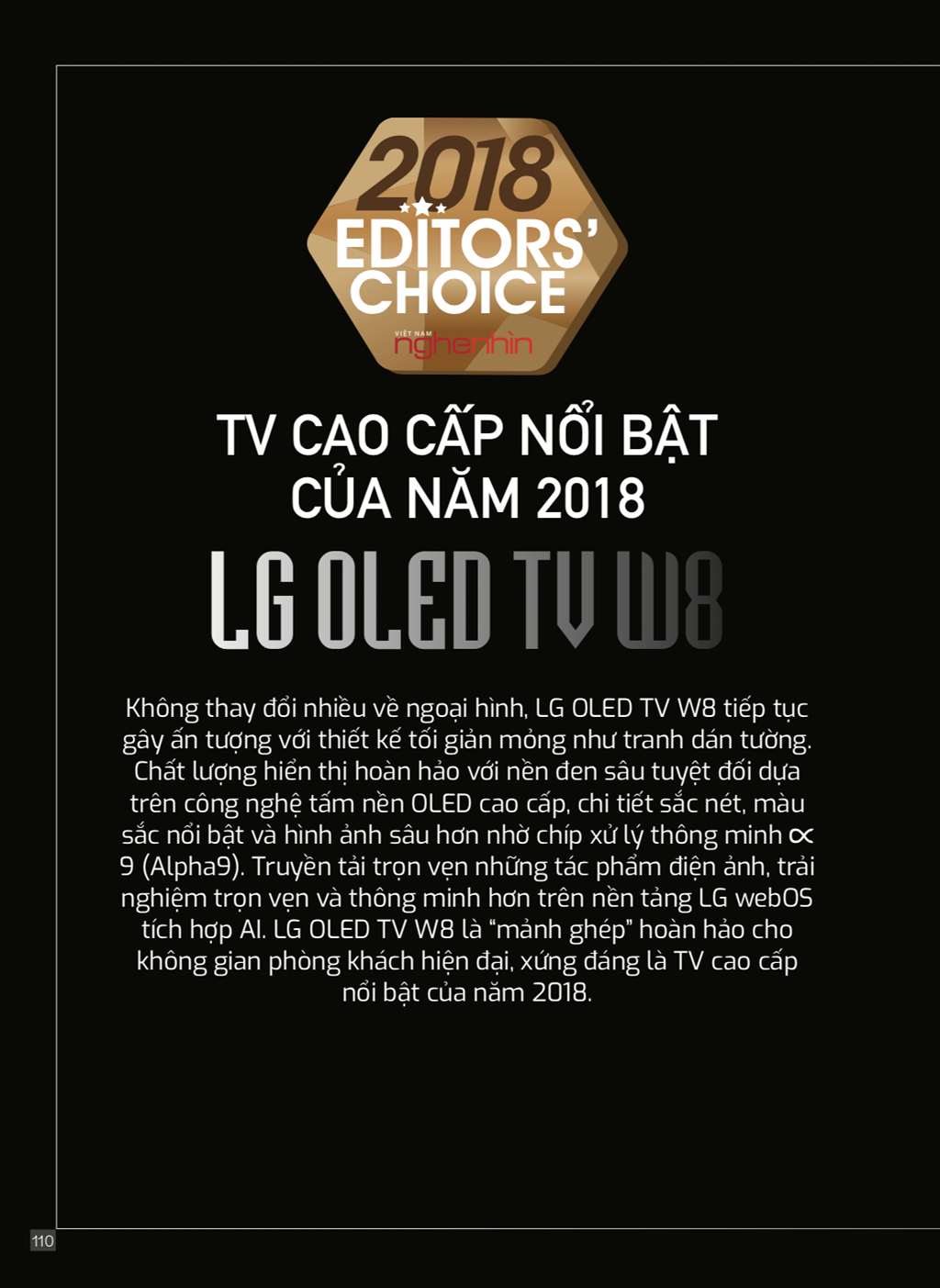 Editors Choice 2018: LG OLED TV W8 - TV cao cấp nổi bật của năm 2018 ảnh 1