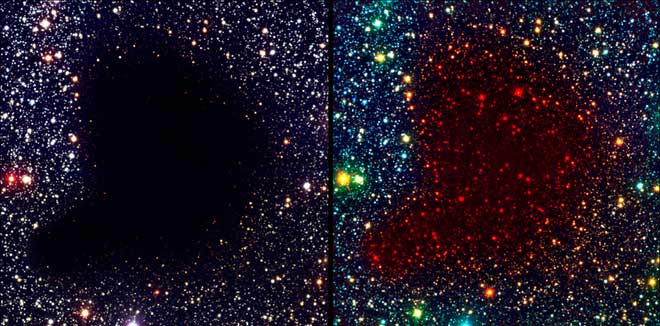 Trong hình ảnh hồng ngoại, bạn có thể thấy rõ “vùng hư không trên Vũ trụ” chỉ là một cú lừa