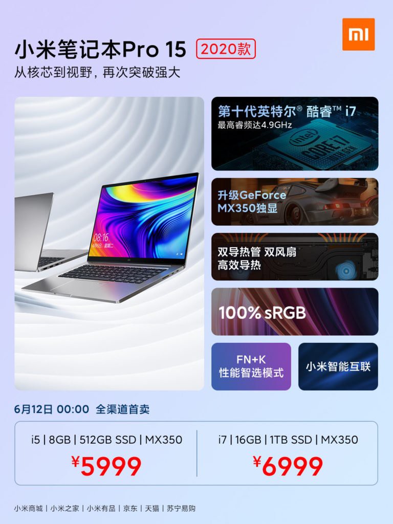 Xiaomi ra mắt Mi Notebook Pro 15 2020, giá từ 848 USD ảnh 2