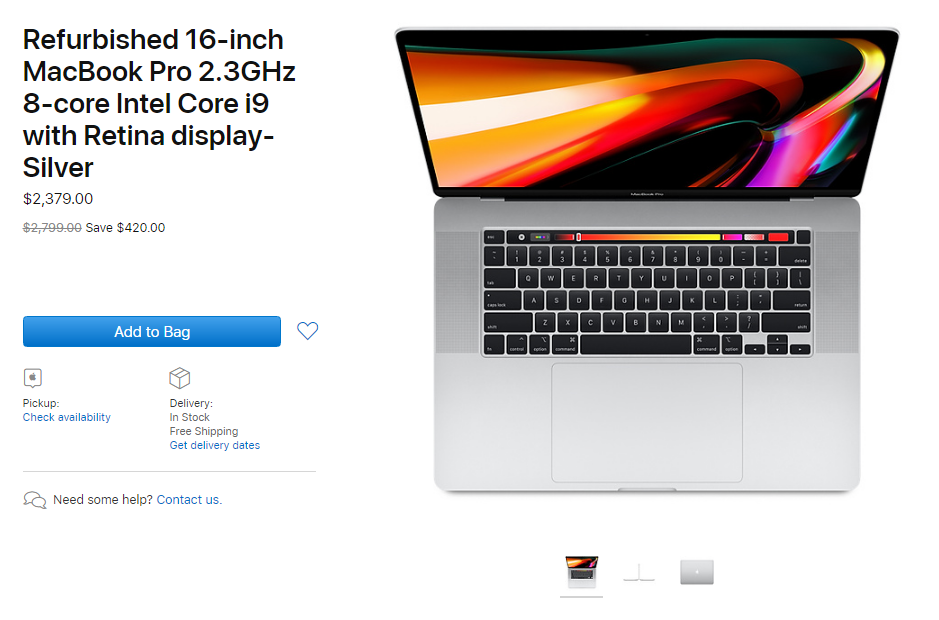 MacBook Pro 16 inch mới đã có hàng tân trang, giá từ 2.039 USD ảnh 2