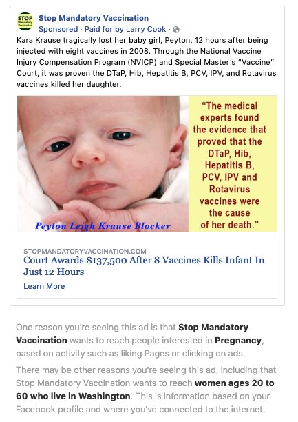 Nguy hiểm: Quảng cáo anti vaccine trên Facebook nhắm vào phụ nữ mang thai