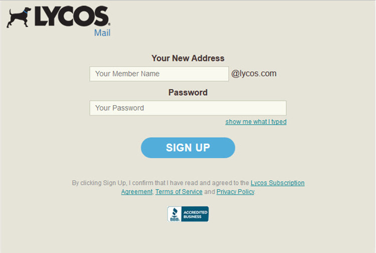 Đăng ký một địa chỉ email miễn phí tại Lycos.com.