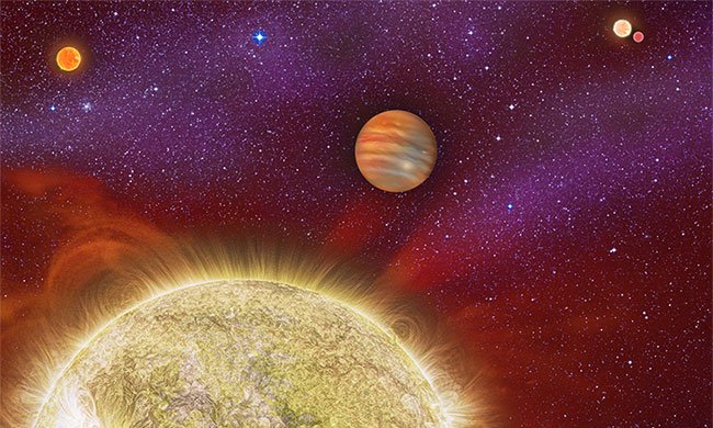 Ảnh đồ họa của NASA về một hệ hành tinh có siêu Trái đất.