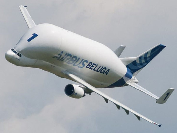 Beluga F-GSTA của Airbus đang bay biểu diễn tại Airexpo 2014