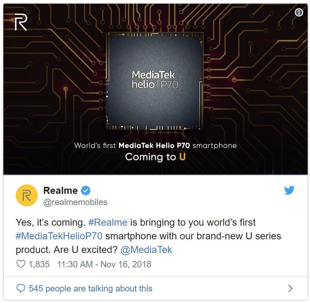 Realme sẽ ra mắt smartphone dòng U với chip Mediatek P70 ảnh 2