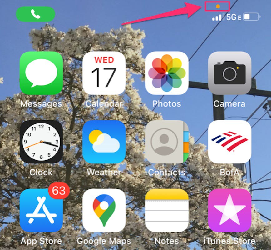 Các chấm màu xanh lá cây và màu cam trên iPhone là gì? ảnh 2