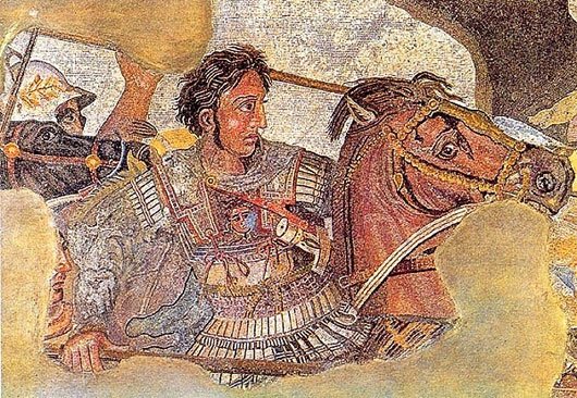Chân dung Alexander dẫn quân đi chinh phạt Ba Tư được thêu trên một tấm thảm