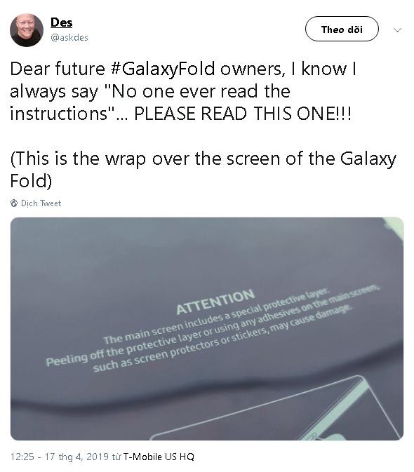 Bóc lớp bảo vệ màn hình có thể là nguyên nhân khiến hàng loạt Galaxy Fold bị hư hỏng nặng - Ảnh 4.