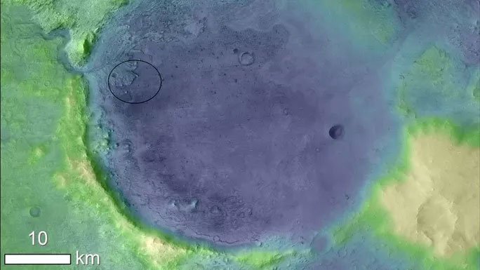 Miệng hố va chạm rộng 45km Jezero của sao Hỏa