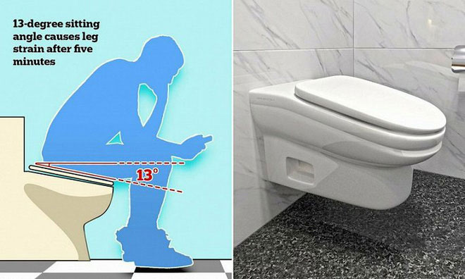  Nhà vệ sinh thế hệ mới với bệ ngồi có góc nghiêng 13 độ.