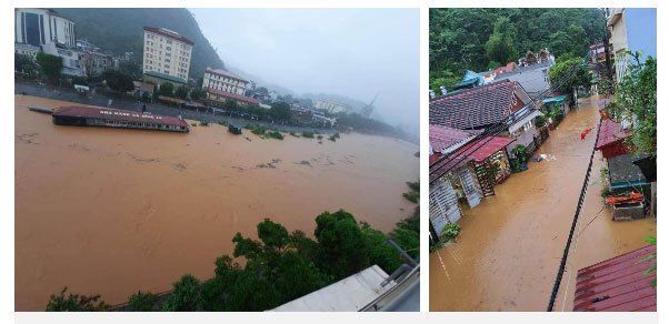 Mưa lớn kéo dài tại Hà Giang, đường phố biến thành sông, ô tô chìm nghỉm trong biển nước
